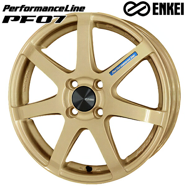 15インチ 5.0J 4H100 +45 ENKEI エンケイ パフォーマンスライン PF07 ゴールド アルミホイール単品 1本 4本以上送料無料