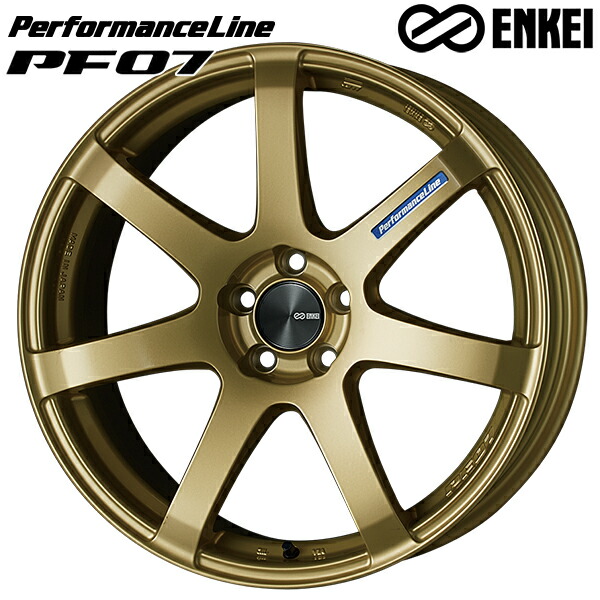 19インチ 8.0J 5H114.3 +45 ENKEI エンケイ パフォーマンスライン PF07 ゴールド アルミホイール単品 4本（1台分）送料無料