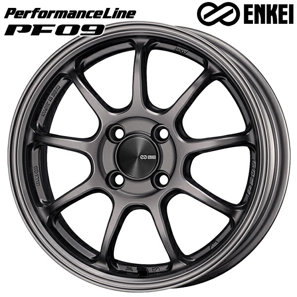 15インチ 6.0J 4H100 +42 ENKEI エンケイ パフォーマンスライン PF09 ダークシルバー アルミホイール単品 4本(1台分)送料無料 |トレッド新横浜師岡店