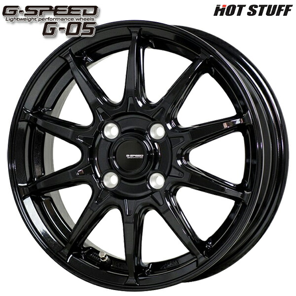 16インチ 5.5J 4H100 +50 HotStuff ホットスタッフ ジースピード G-05 メタリックブラック アルミホイール単品 4本（1台分）送料無料