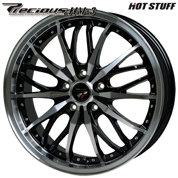18インチ 8.0J 5H114.3 +42 HotStuff ホットスタッフ プレシャス HM-3 メタリックブラックポリッシュ アルミホイール単品 1本 4本以上送料無料 |トレッド新横浜師岡店