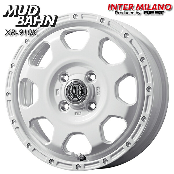 インターミラノ マッドバーン XR-910K サイズ：14インチ 4.5J HOLE/PCD：4H 100 インセット：45 カラー：ピュアホワイト/ピアスポリッシュ（PWH/PP） アルミホイール単品 1本 4本以上送料無料 ※※個人宅への配送不可※※