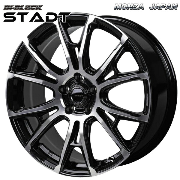 19インチ 8.0J 5H114.3 +35 MONZA モンツァ ハイブロック シュタッド ブラック/ポリッシュ アルミホイール単品 4本（1台分）送料無料