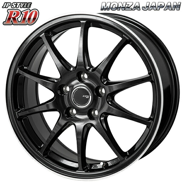 16インチ 6.5J 5H114.3 38 モンツァ JPスタイル R10 パールブラックフランジカットポリッシュ アルミホイール単品 1本 4本以上送料無料