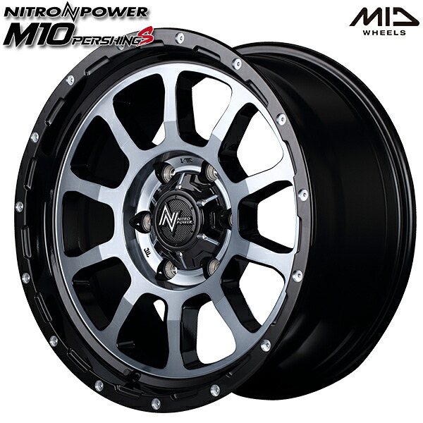 17インチ 6.5J 6H139.7 +38 MID ナイトロパワー M10パーシング ブラック/DC+マシニング/ブラッククリア アルミホイール単品 1本 4本以上送料無料 ｜トレッド新横浜師岡店