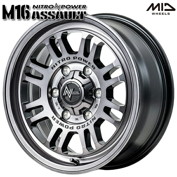 15インチ 6.0J 6H139.7 +33 MID ナイトロパワー M16 アサルト スティールクリア アルミホイール単品 1本 4本以上送料無料 |トレッド新横浜師岡店