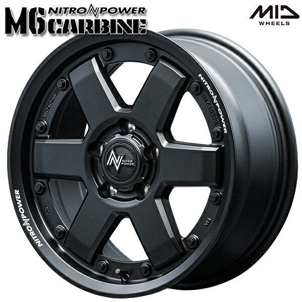 16インチ 7.0J 5H114.3 +40 MID ナイトロパワー M6 カービン ガンブラック アルミホイール単品 4本(1台分)送料無料 |トレッド新横浜師岡店