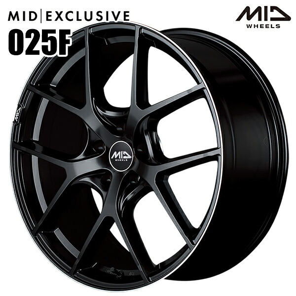 【在庫限り】17インチ 7.0J 5H112 +48 MID EXCLUSIVE 025F セミグロスブラック＋リムエッジDC＋ロゴマシニング アルミホイール単品 4本（1台分） 送料無料 ｜トレッド新横浜師岡店