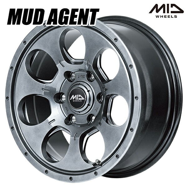 15インチ 5.5J 6H139.7 +45 MID マルカサービス マッドエージェント メタリックグレー アルミホイール単品 1本 4本以上送料無料 ｜トレッド新横浜師岡店 8,640円