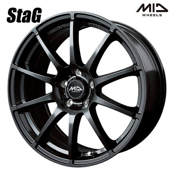 15インチ 6.0J 5H114.3 +50 MID マルカサービス スタッグ ストロングガンメタ アルミホイール単品 4本(1台分) 送料無料 |トレッド新横浜師岡店