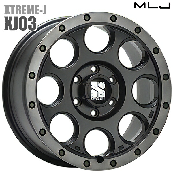 MLJ エクストリームJ XJ03 サイズ：18インチ 8.0J HOLE/PCD：6H 139.7 インセット：20 カラー：フラットブラック/スモークフランジ アルミホイール単品 4本（1台分）送料無料