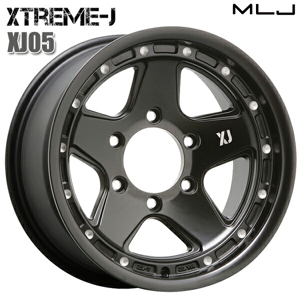 MLJ エクストリームJ XJ05 サイズ：16インチ 8.0J HOLE/PCD：6H 139.7 インセット：-8 カラー：サテンブラックミルド アルミホイール単品 4本（1台分）送料無料