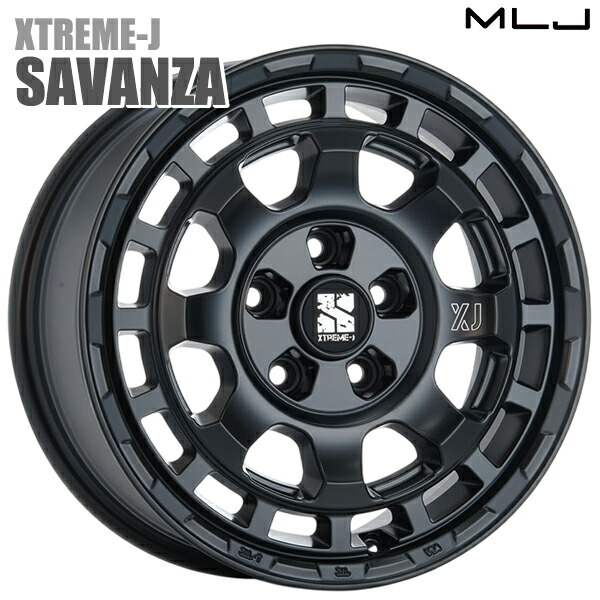 MLJ エクストリームJ SAVANZA サイズ：16インチ 7.0J HOLE/PCD：5H 114.3 インセット：35 カラー：サテンブラック（SB） アルミホイール単品 4本（1台分）送料無料