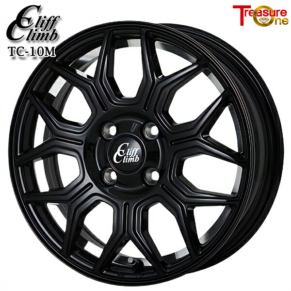 15インチ 5.0J 4H100 +45 トレジャーワン クリフクライム TC10M ブラックアンダーカットポリッシュ アルミホイール単品 1本 4本以上送料無料