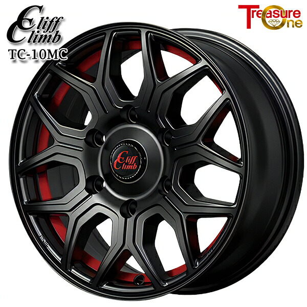 17インチ 8.0J 6H139.7 +20 トレジャーワン クリフクライム TC10MC ブラックレッドアンダーカット アルミホイール単品 1本 4本以上送料無料
