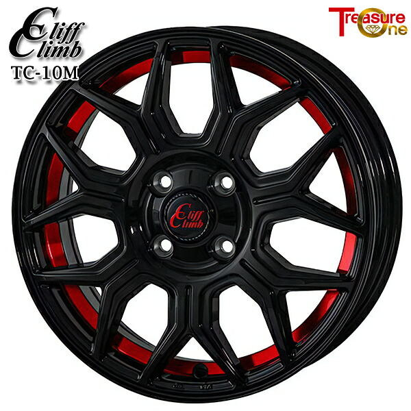 18インチ 7.0J 4H100 +46 トレジャーワン クリフクライム TC10M ブラックレッドアンダーカット アルミホイール単品 4本セット(1台分) 送料無料 |トレッド新横浜師岡店