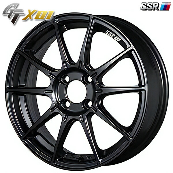 15インチ 5.0J 4H100 +45 SSR GTX01 フラットブラック アルミホイール単品 4本（1台分）送料無料