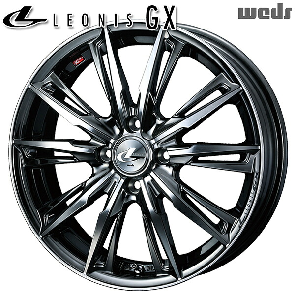 16インチ 5.0J 4H100 +45 Weds レオニス GX BMCMC （ブラックメタルコート ミラーカット） アルミホイール単品 4本（1台分） 送料無料