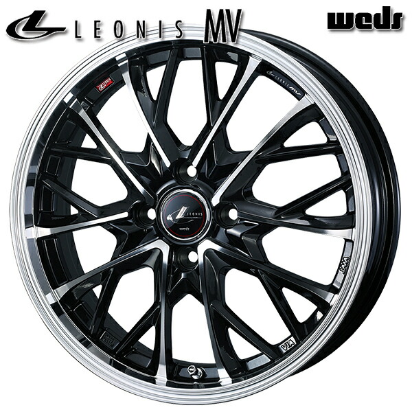 16インチ 5.0J 4H100 +45 Weds ウェッズ レオニス MV PBMC（パールブラック ミラーカット） アルミホイール単品 4本（1台分） 送料無料