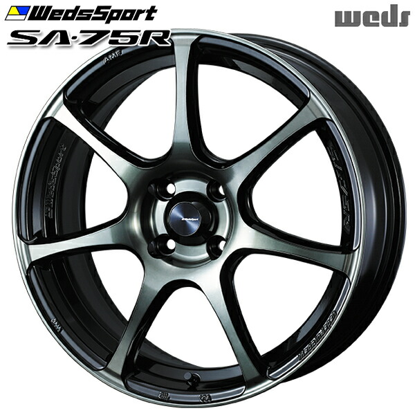 17インチ 6.5J 4H100 +50 Weds ウェッズスポーツ SA75R WBC(ウォースブラッククリアー) アルミホイール単品 4本(1台分) 送料無料