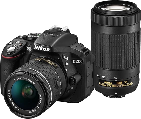 ★【中古品】Nikon / ニコン デジタル一眼二眼レフ写真機 D5300 AF-P ダブルズームキット 黒いこと 2017年式