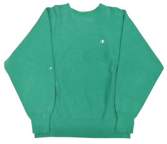 ▲★【中古】90s はやりっ児 リバースウィーブ 青目 長袖 汗水 大きさL 青色緑であること USA製 Champion