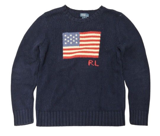 ▲【中古】 POLO Ralph Lauren 90s 綿織物編み物  星条旗 大いさL 米国海軍 ポロ ラルフローレン メンズファッション-トップス-ニット・セーター