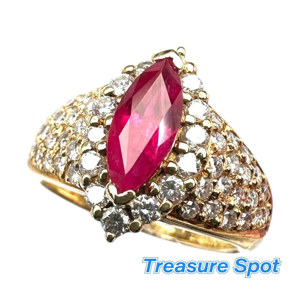 ポンテベッキオ　　Ponte　Vecchio 　R1.18ct　D0.90ct　ルビー　ダイヤ　750YG　指輪　＃12　専用箱【トレジャースポット】【中古】｜Treasure　Spot