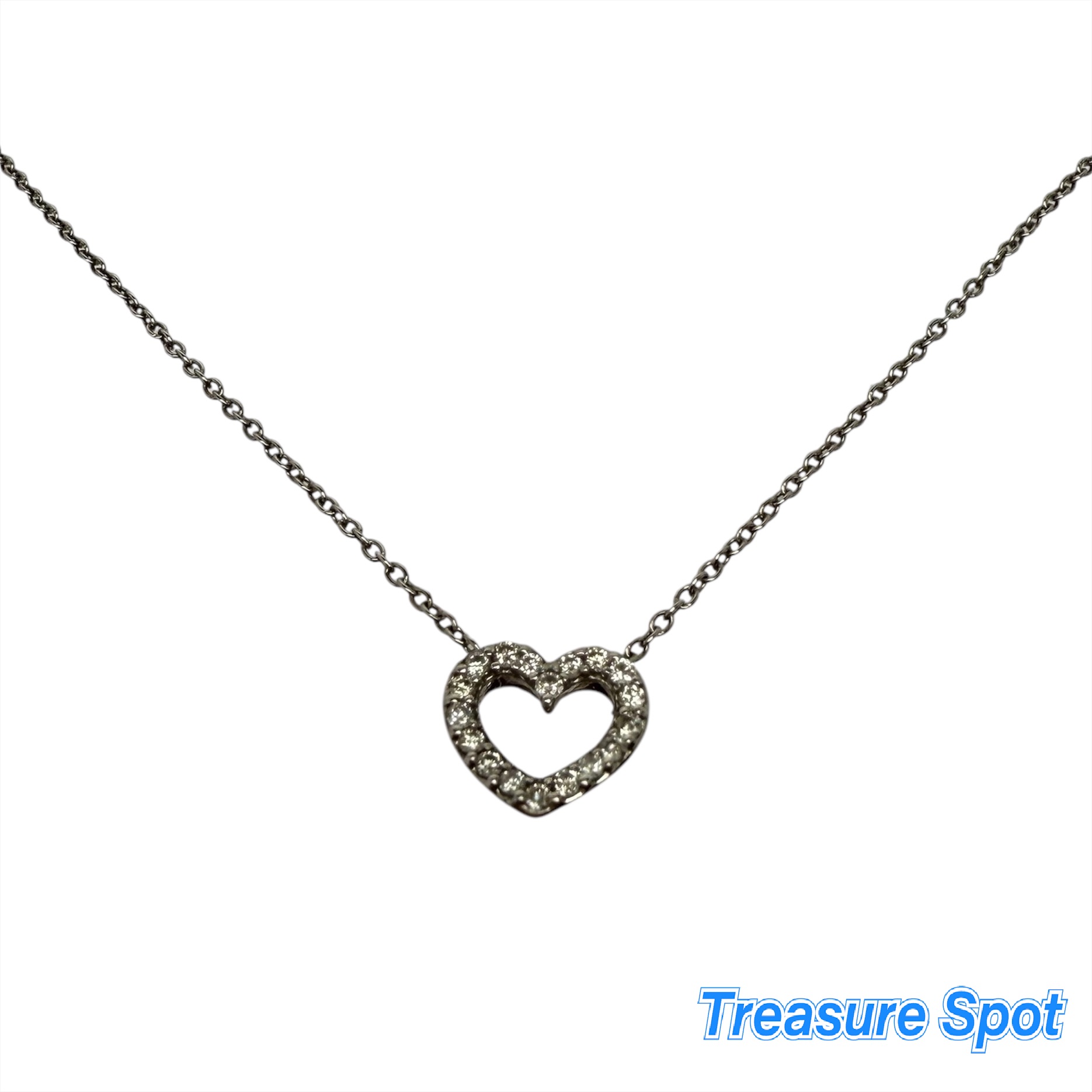 Ponte Vecchio ポンテヴェキオ　 ネックレス　ハートデザインネックレス　D0.15ct　 K18WG WG ホワイトゴールド　美品　【中古】【トレジャースポット】｜Treasure　Spot