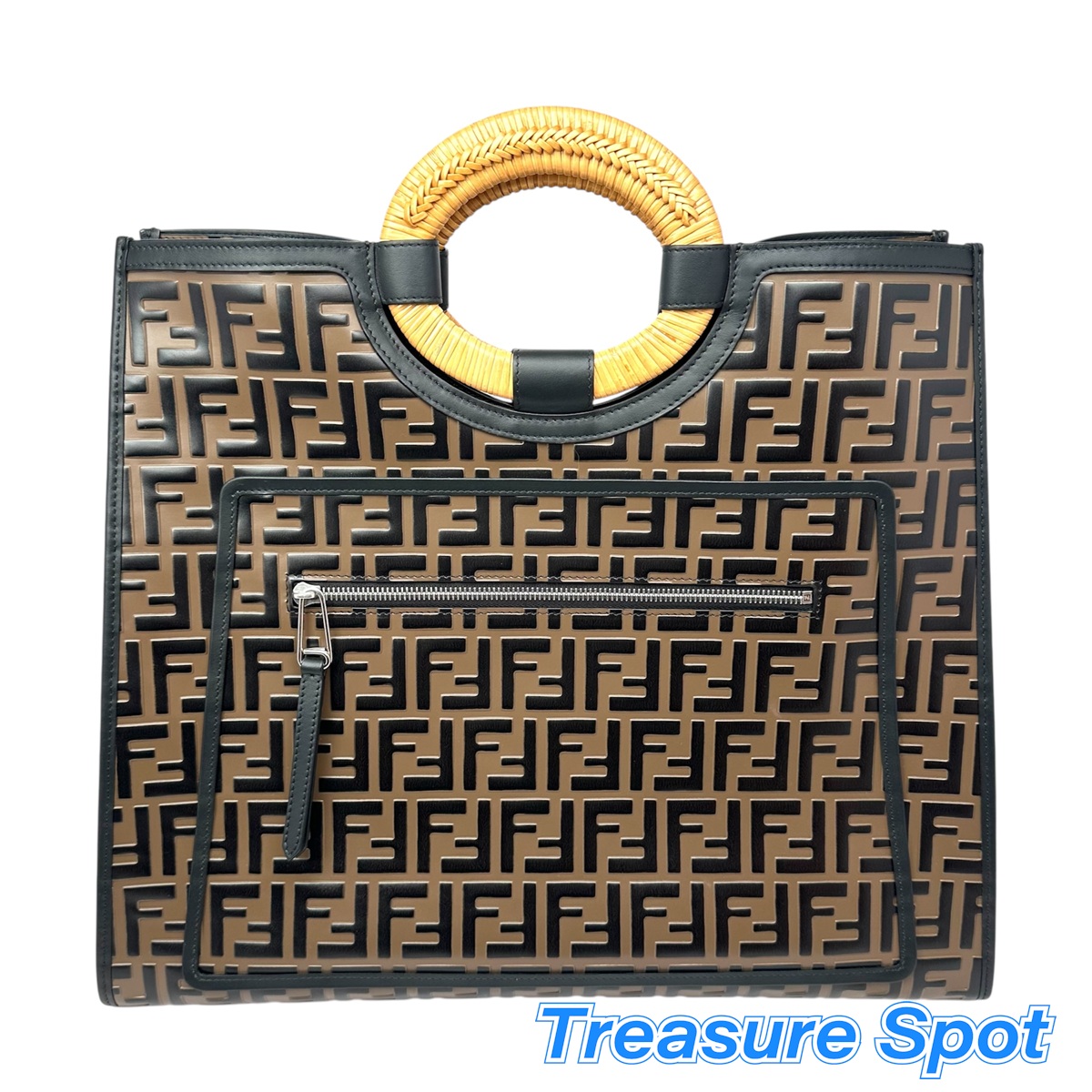 FENDI フェンディ ラナウェイ 黒いこと×赤銅色 ハンドバック 【トレジャースポット】 【中古】