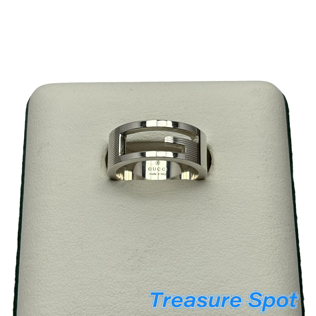 日付イニシャル入り グッチ Pt950 プラチナ リンクトゥラブ リング 8