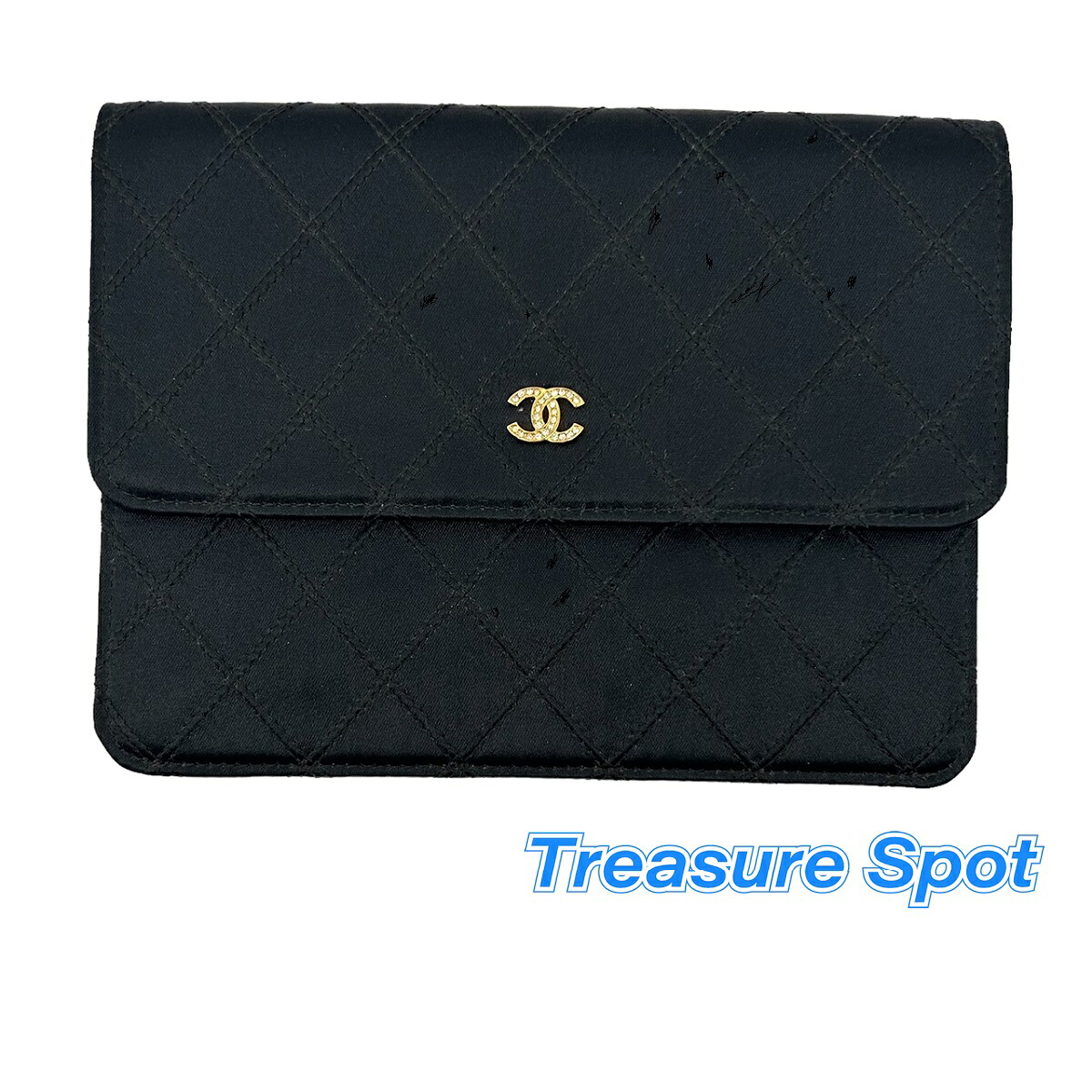 シャネル CHANEL 繻子紙入れ 繻子 黒いこと 【トレジャースポット】 中古