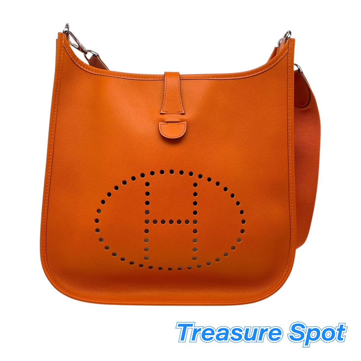 HERMES エルメス エブリンGM エプソン オレンジ色 G目じるし2003年 【中古】新品負けず劣らず品 【トレジャースポット】貨物輸送無料