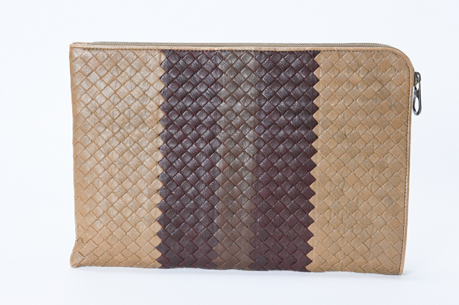 ボッテガヴェネタ BOTTEGA VENETA クラッチペダル御徒面子 ブリーフ容れもの なめし革 ベージュｘ赤銅色 貨物輸送無料 【トレジャースポット】【中古】