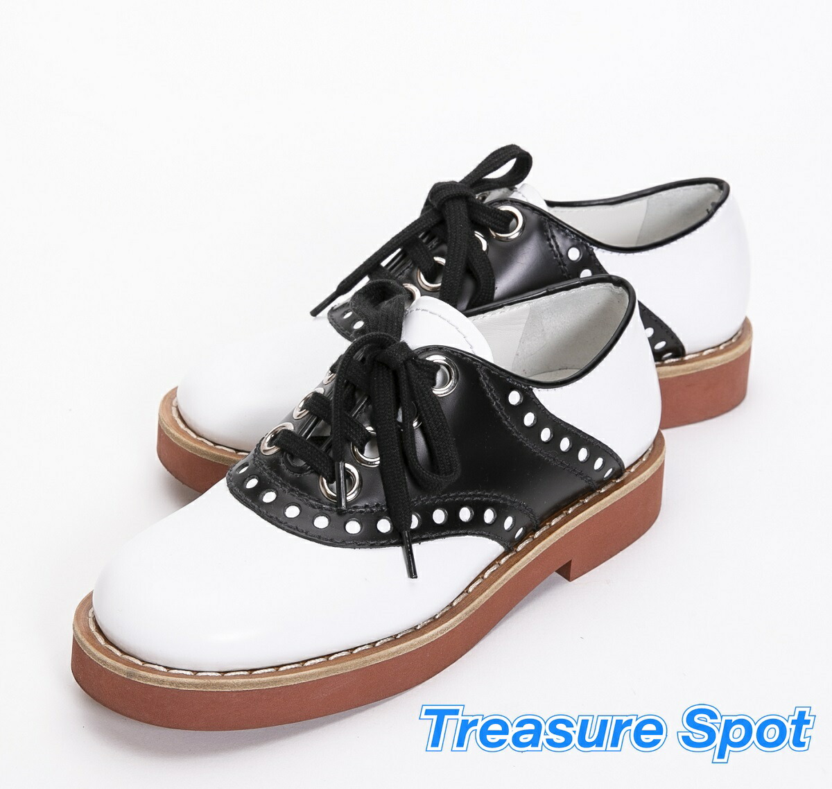 ミュウミュウ MIUMIU 靴 白いこと×黒いこと ＃35.5 なめし革 【トレジャースポット】【中古】