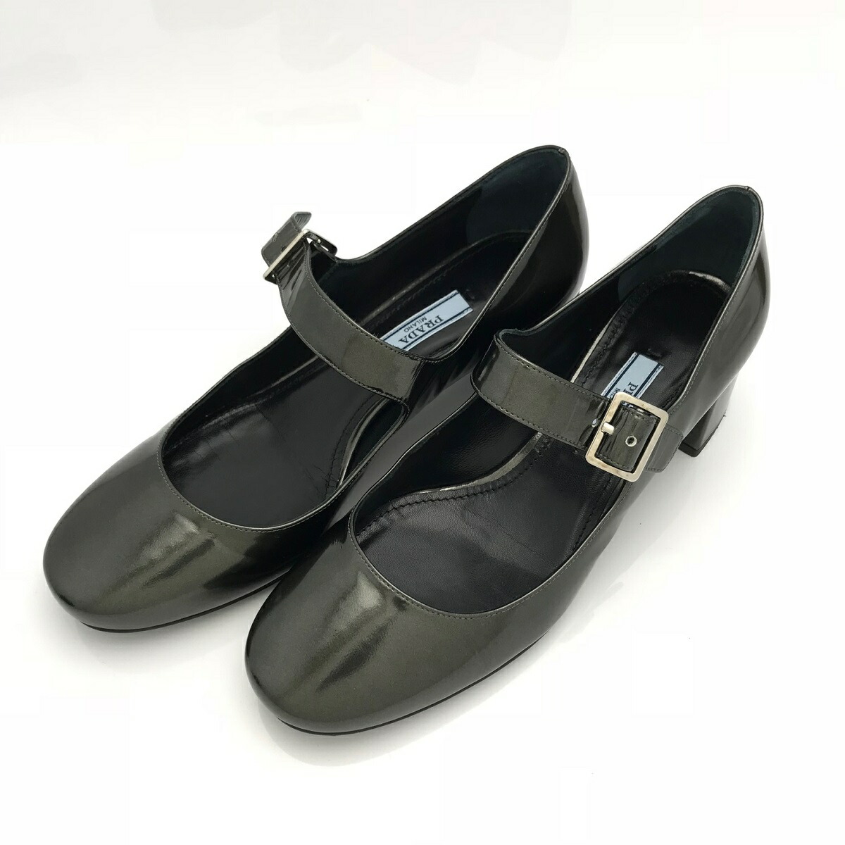 PRADA プラダ パンプス メタリックグレー なめし革 #36.5 【トレジャースポット】【中古】