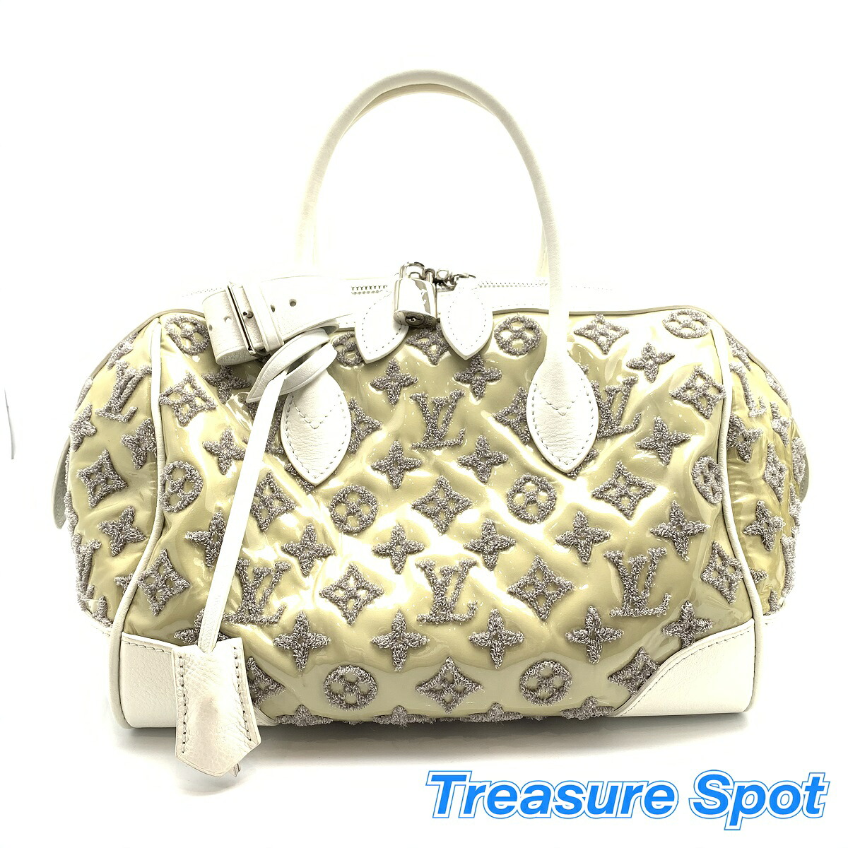 ルイヴィトン LOUIS VUITTON スピーディラウンド イエローグレー系 モノグラムブクレット ラム×パテントレザー ハンドバッグ 送料無料 【トレジャースポット】 【中古】|Treasure Spot