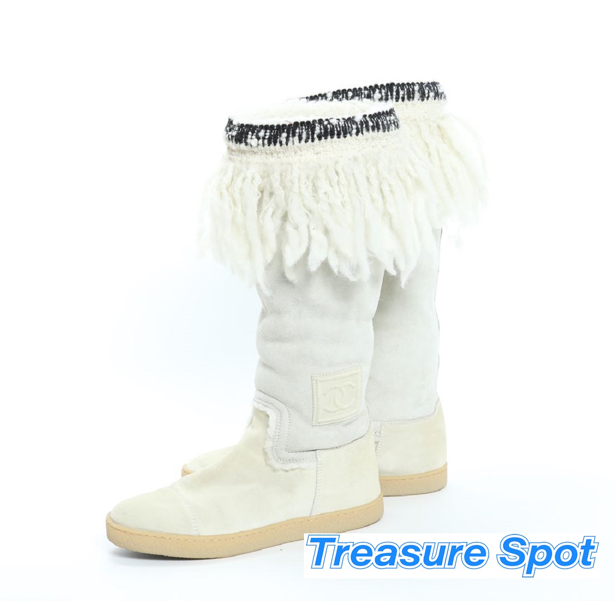 【楽天市場】CHANEL シャネル ムートンブーツ ロングブーツ #38 ボア アイボリー 【トレジャースポット】【中古】：Treasure Spot