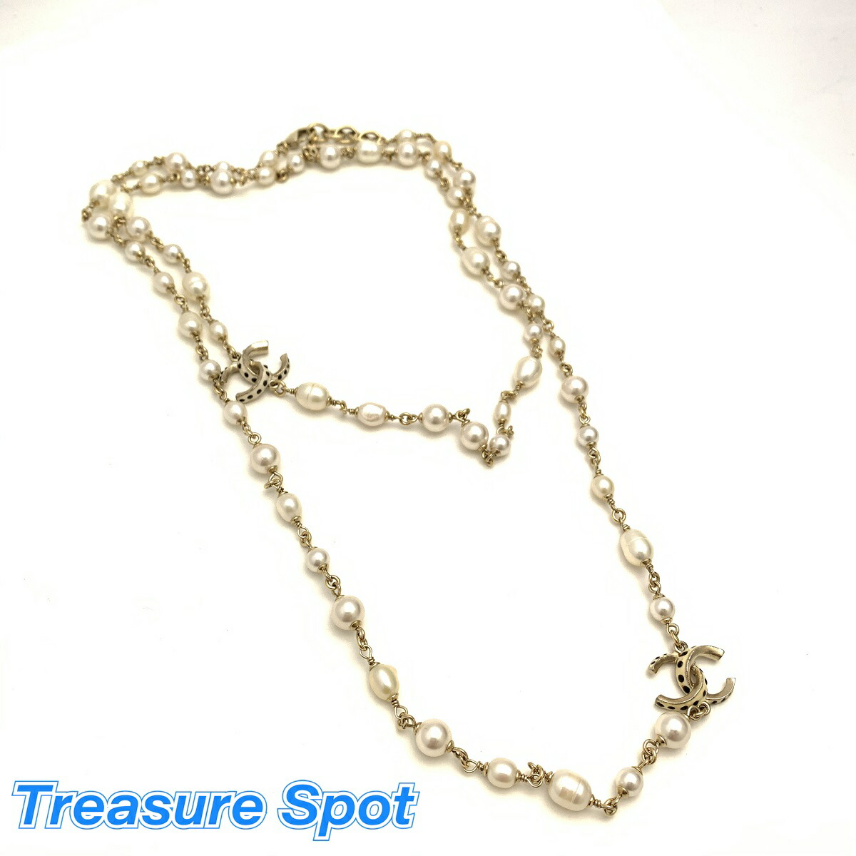 シャネル CHANEL パール調 ロングネックレス 送料無料【トレジャースポット】【中古】|Treasure Spot