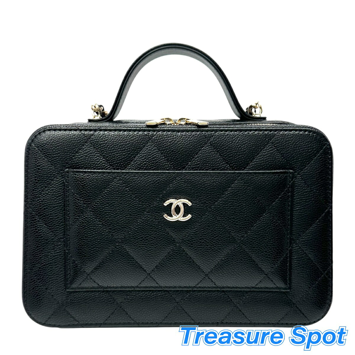 CHANEL バニティー チェーン店ショルダーバッグ AP4778 ココマーク 黒いこと キャビア素はだ ２WAY レディース ハンドバック 【中古・未当て嵌める見せびらかす品・貨物輸送無料】【トレジャースポット】