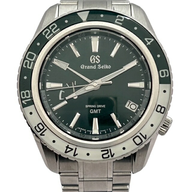 グランドセイコー Grand Seiko スポーツコレクション スプリングドライブGMT SBGE295 SS AT 専用箱 保証カード グリーン・ホワイトベゼル メンズ 腕時計 【中古】【トレジャースポット】|Treasure Spot