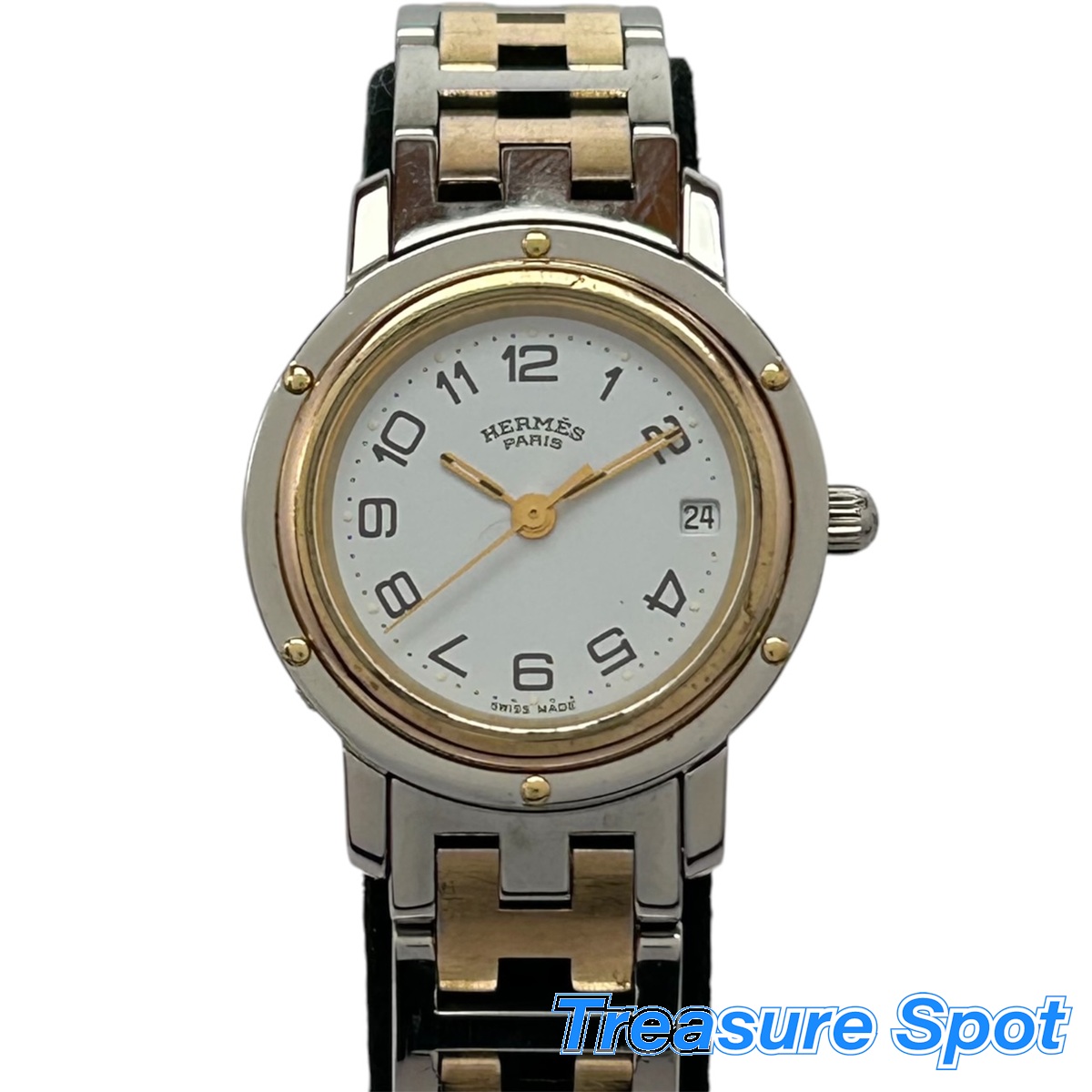 エルメス HERMES クリッパー CL4.220 レディース ウォッチ Qz GP/SS 中古 【トレジャースポット】