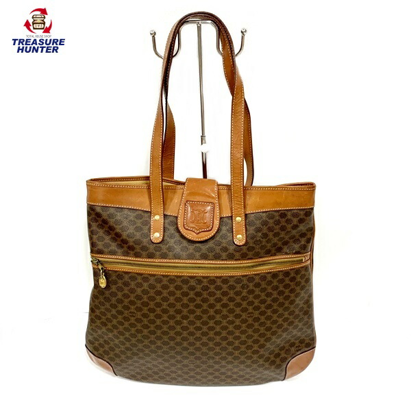 た*な様 セリーヌ マカダム クロコダイル型押し ブラウン トートバッグ