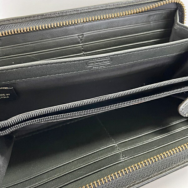 中古 コーチ レザー ラウンドファスナー 長財布 ストライプ ライン ブラック 黒 ブラウン 茶 ウォレット メンズ Coach 062521 Rvcconst Com