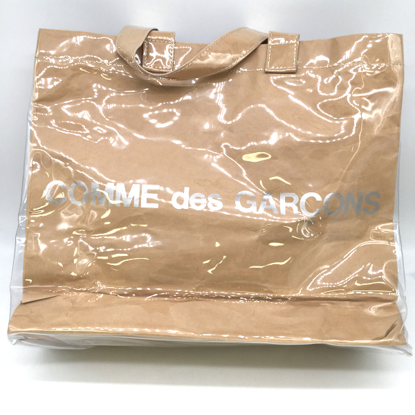 中古 Comme Des Garcons コムデギャルソン Go K1 紙袋ビニール トートバッグ ベージュ レディース メンズ Silk Music Com