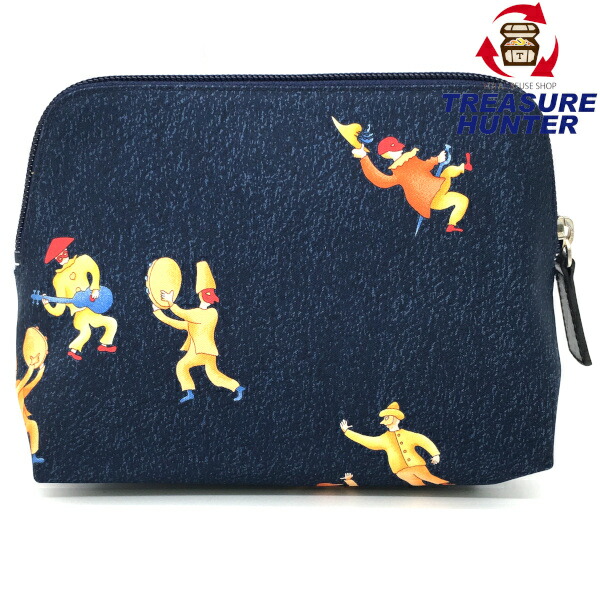 【超美品 未使用】ブルガリ ポーチ コスメポーチ 小物入れ 道化師柄 ネイビー 超美品 未使用】ブルガリ ポーチ コスメポーチ 小物入れ 道化師