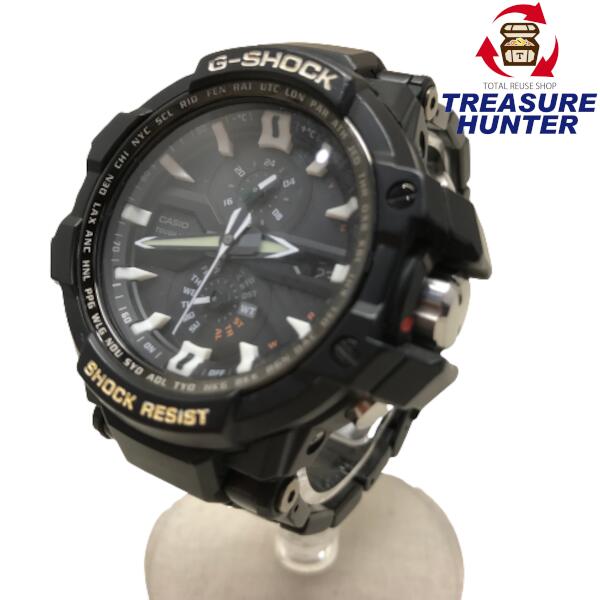 CASIO カシオ G-SHOCK ジーショック GRAVITYMASTER 電波ソーラー スカイコックピットSKY COCKPIT GW-A1000D タフソーラー メタルバンド ブラック メンズ トリプルGレジスト アナログ 中古