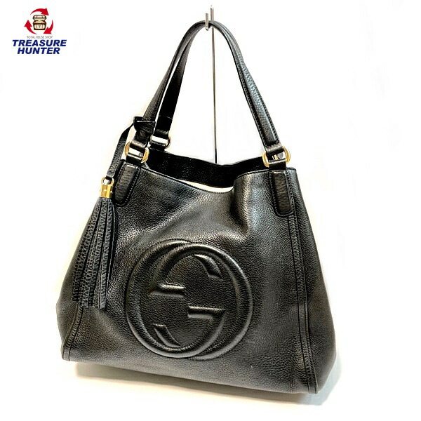 【美品】GUCCI ソーホー セラリウス トートバッグ282309 ブラック GUCCI（グッチ） GUCCI 282309 トートバッグ ソーホー インター