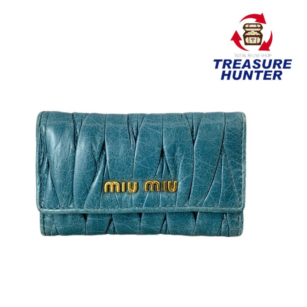 miu miu ミュウミュウ キーケース マテラッセ 水色 ブルー系 美品 楽天市場】MIUMIU ミュウミュウ キーケース MATELASSE