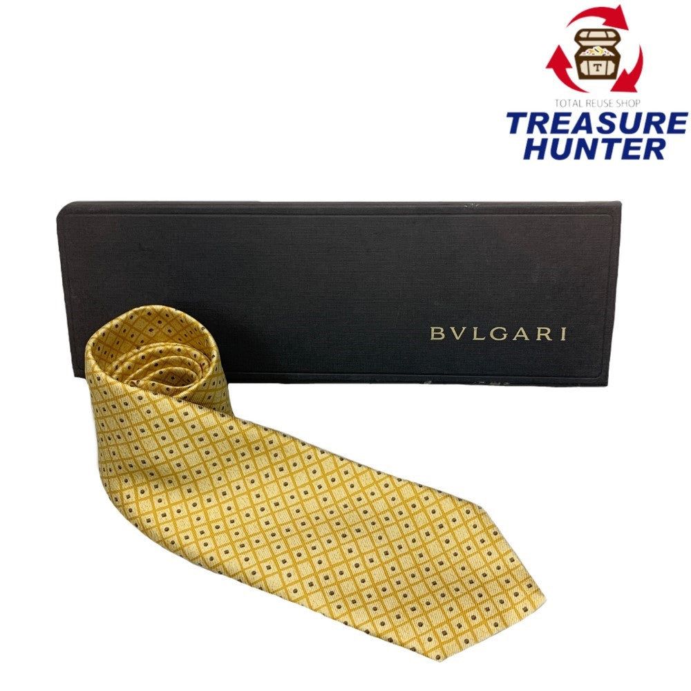 一度使用✨BVLGARI✨ブルガリ✨ネクタイ✨セッテピエゲ✨イエロー✨未使用級 BVLGARI/ブルガリ セブンフィールド ネクタイ 【イエロー】 新品